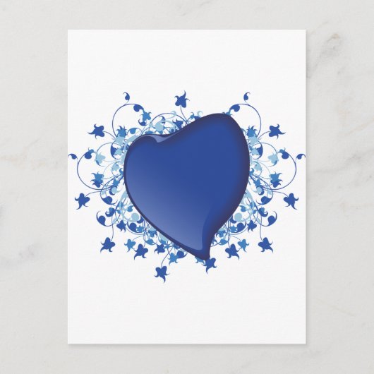 Blauw hart briefkaart (Voorkant)