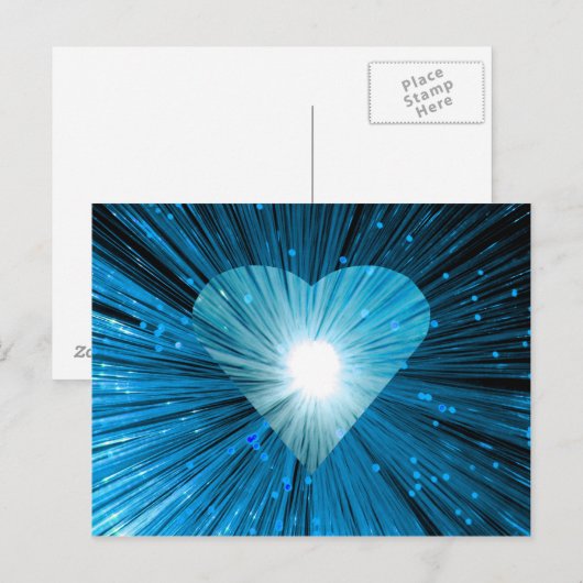 Blauw hart briefkaart (Voorkant / Achterkant)