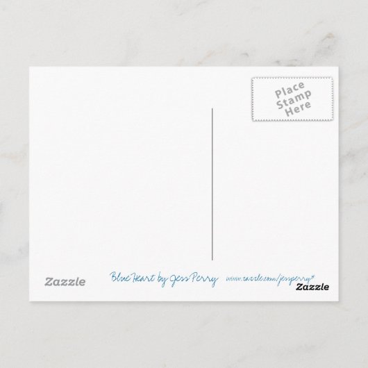 Blauw hart briefkaart (Achterkant)