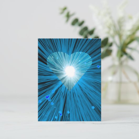 Blauw hart briefkaart vetisch (Staand voorkant)