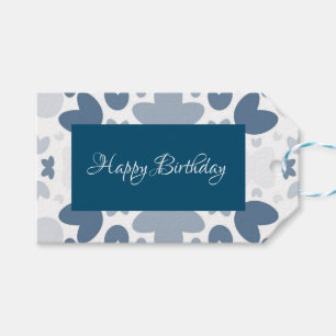 Blauw hart cadeaulabel