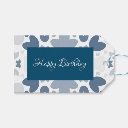 Blauw hart cadeaulabel (Voorkant (Horizontaal))