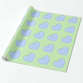 Blauw hart cadeaupapier