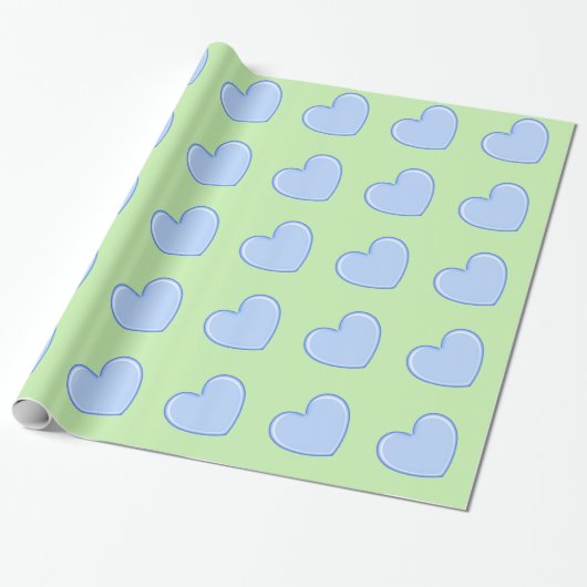 Blauw hart cadeaupapier (Uitgerold)
