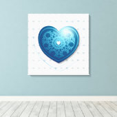 Blauw hart, canvas afdruk (Insitu (Houten vloer))
