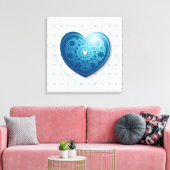 Blauw hart, canvas afdruk (Insitu (Woonkamer))