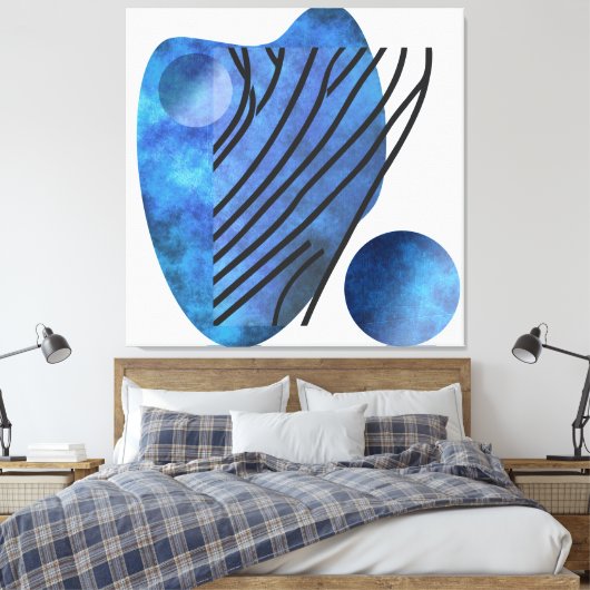 Blauw hart canvas afdruk (Insitu (Slaapkamer))