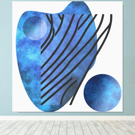 Blauw hart canvas afdruk (Insitu (Houten vloer))