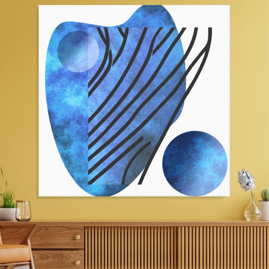 Blauw hart canvas afdruk (Insitu (Woonkamer))