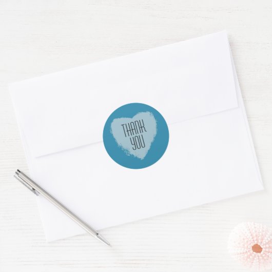 Blauw hart Dank u Stickers (Envelop)