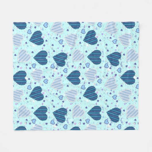Blauw Hart Dekbed, Medium Fleece Deken (Voorkant (Horizontaal))