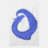 Blauw hart draak op wit theedoek (Verticaal)