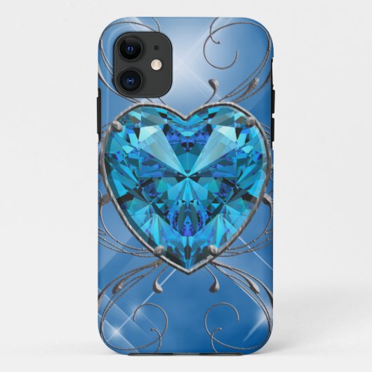 Blauw Hart Edelsteen Case-Mate iPhone Case (Achterkant)