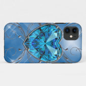 Blauw Hart Edelsteen Case-Mate iPhone Case (Achterkant (horizontaal))