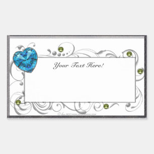 Blauw Hart Edelsteen Rechthoekige Sticker