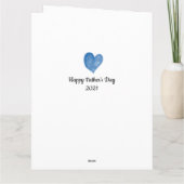 Blauw hart eerste Vaderdag 8,5 x 11 Kaart (Achterkant)