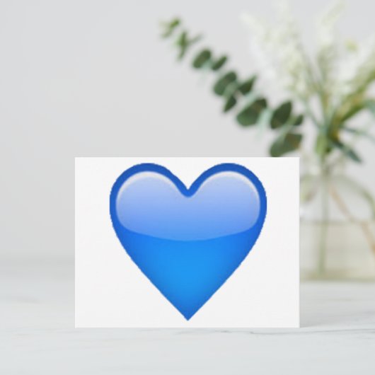 Blauw hart - Emoji Briefkaart (Staand voorkant)