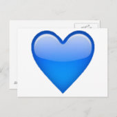 Blauw hart - Emoji Briefkaart (Voorkant / Achterkant)