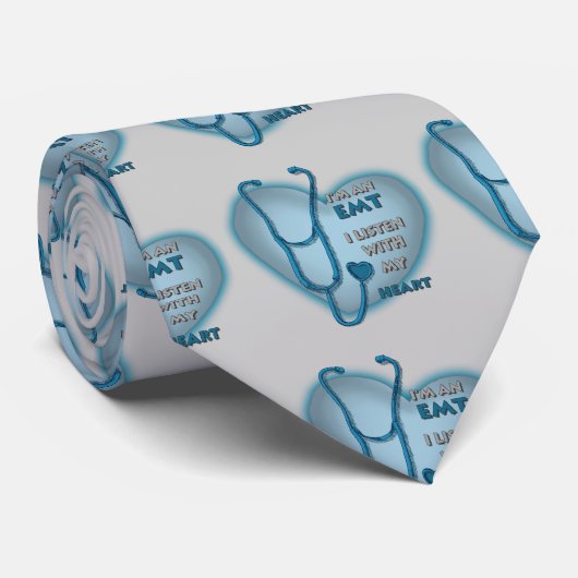 Blauw Hart EMT Stropdas (Opgerold)