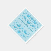 Blauw hart en aangepaste tekst - Baby shower Servet (Hoek)