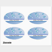 Blauw hart en Baby shower met strepen Ovale Sticker (Vel)
