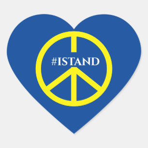 Blauw hart en geel symbool voor de geel vrede hart sticker