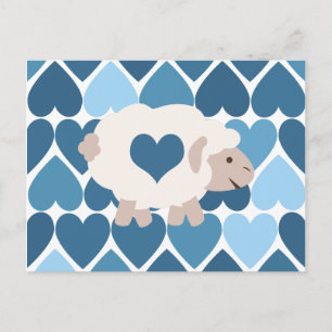 Blauw hart en luidop briefkaart