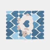 Blauw hart en luidop fleece deken (Voorkant (Horizontaal))