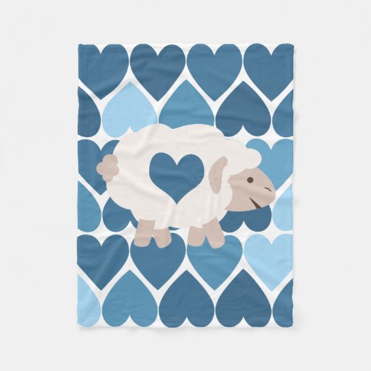 Blauw hart en luidop fleece deken (Voorkant)