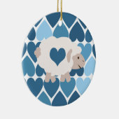 Blauw hart en luidop keramisch ornament (Rechts)