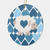 Blauw hart en luidop keramisch ornament (Links)