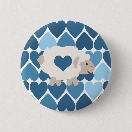 Blauw hart en luidop ronde button 5,7 cm (Voorkant)