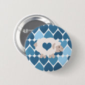 Blauw hart en luidop ronde button 5,7 cm (Voorkant /achterkant)