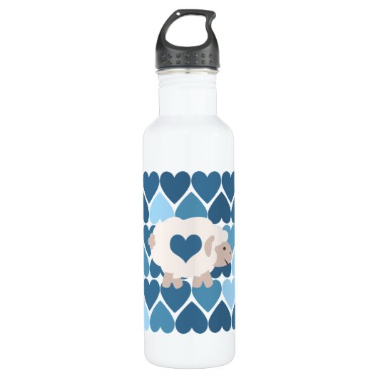 Blauw hart en luidop waterfles  (Voorkant)