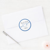 Blauw Hart en Pijl Ronde Sticker (Envelop)