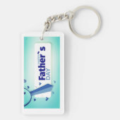 Blauw hart en Stropdas, trendy Vaderdag Sleutelhanger (achterkant)