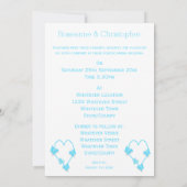 Blauw hart en vlinders ontwerp bruiloft kaart (Achterkant)