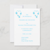 Blauw hart en vlinders ontwerp bruiloft RSVP kaartje (Achterkant)