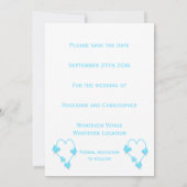 Blauw hart en vlinders ontwerp bruiloft save the date (Achterkant)