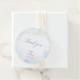 Blauw hart en Waterverf bruiloft Foto Bedankjes Labels