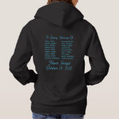 Blauw Hart Familie w/Gepersonaliseerd Naam Tekst H Hoodie (Achterkant)
