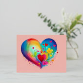 Blauw hart folie feestdagen briefkaart (Staand Voorkant)