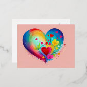 Blauw hart folie feestdagen briefkaart (Voorkant / Achterkant)