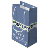 Blauw hart geaccentueerd klein cadeauzakje (Achterkant Gekanteld)