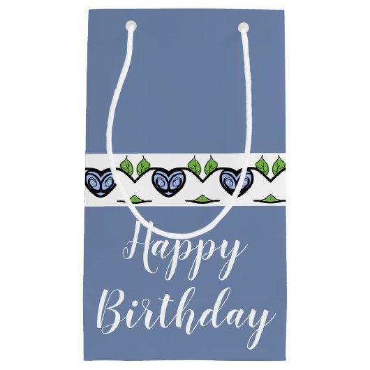 Blauw hart geaccentueerd klein cadeauzakje (Voorkant)