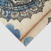 Blauw hart Gothic Sugar Skull ephemera Tissuepapier (Detail)