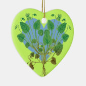 Blauw Hart Groene Bladeren Keramisch Ornament (Rechts)