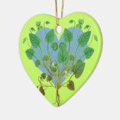 Blauw Hart Groene Bladeren Keramisch Ornament (Links)