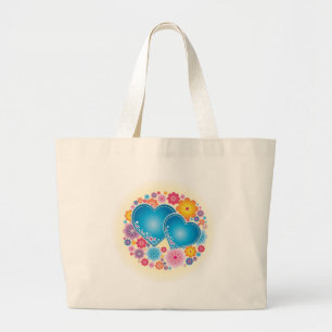 Blauw hart grote tote bag