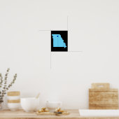 Blauw hart in de staat Missouri Poster (Keuken)